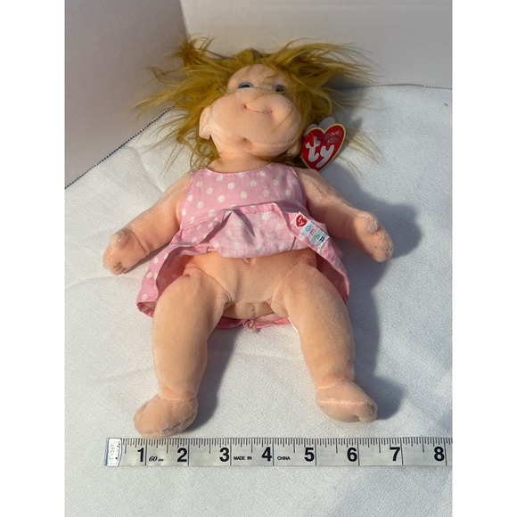 Ty Beanie Kids Precious Doll Blonde Hair Pink Polka Dot Dress - Picture 5 of 5